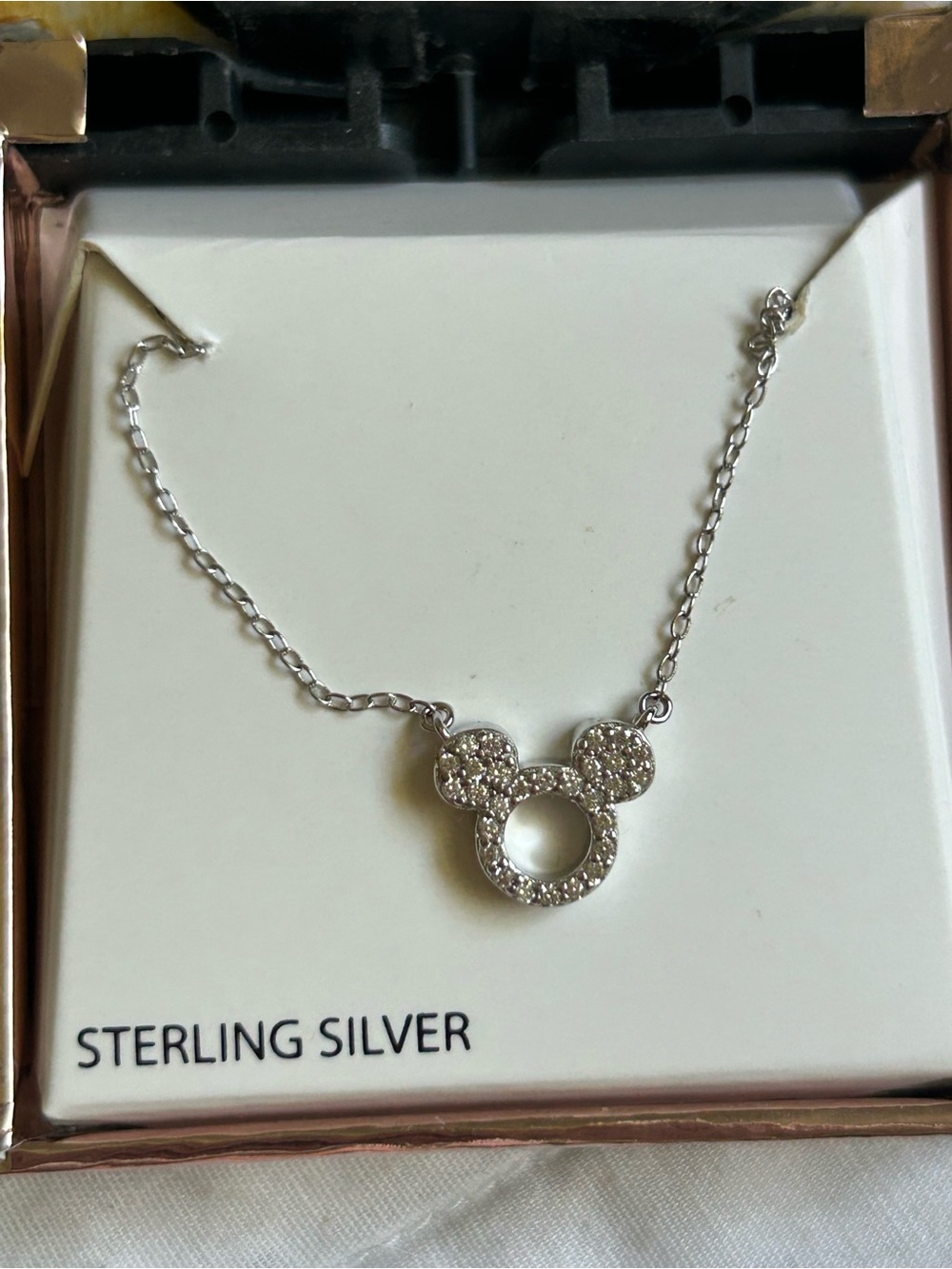 Sterling Silver Crystal Mickey Mouse Necklace